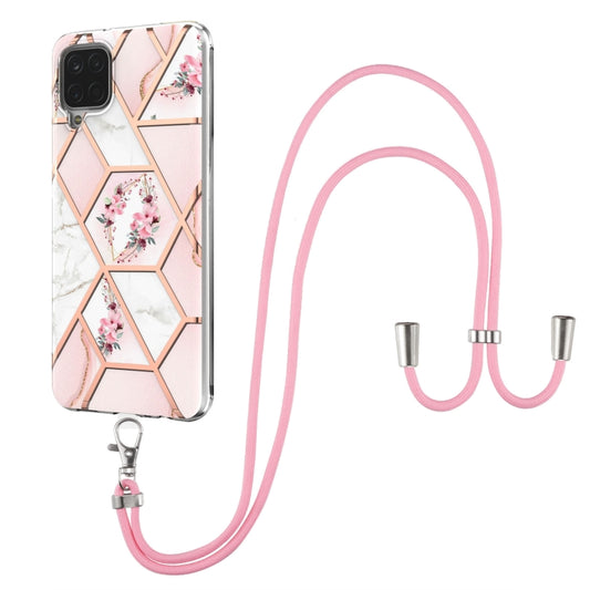 Electroplating Splicing Marble Flower Pattern TPU Shockproof Case with Lanyard, For Samsung Galaxy A12 5G / M12 / F12, For Samsung Galaxy A21s, For Samsung Galaxy A22 4G EU Version / M32, For Samsung Galaxy A22 5G US Version, For Samsung Galaxy A32 5G ...