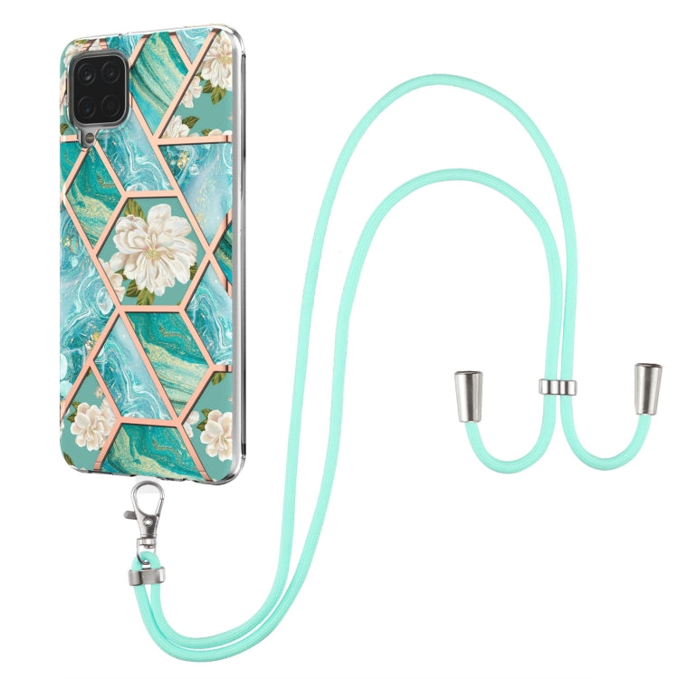 Electroplating Splicing Marble Flower Pattern TPU Shockproof Case with Lanyard, For Samsung Galaxy A12 5G / M12 / F12, For Samsung Galaxy A21s, For Samsung Galaxy A22 4G EU Version / M32, For Samsung Galaxy A22 5G US Version, For Samsung Galaxy A32 5G ...