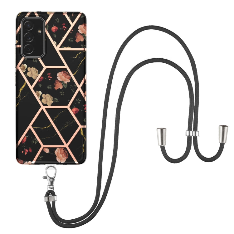 Electroplating Splicing Marble Flower Pattern TPU Shockproof Case with Lanyard, For Samsung Galaxy A82 5G, For Samsung Galaxy A11 / M11