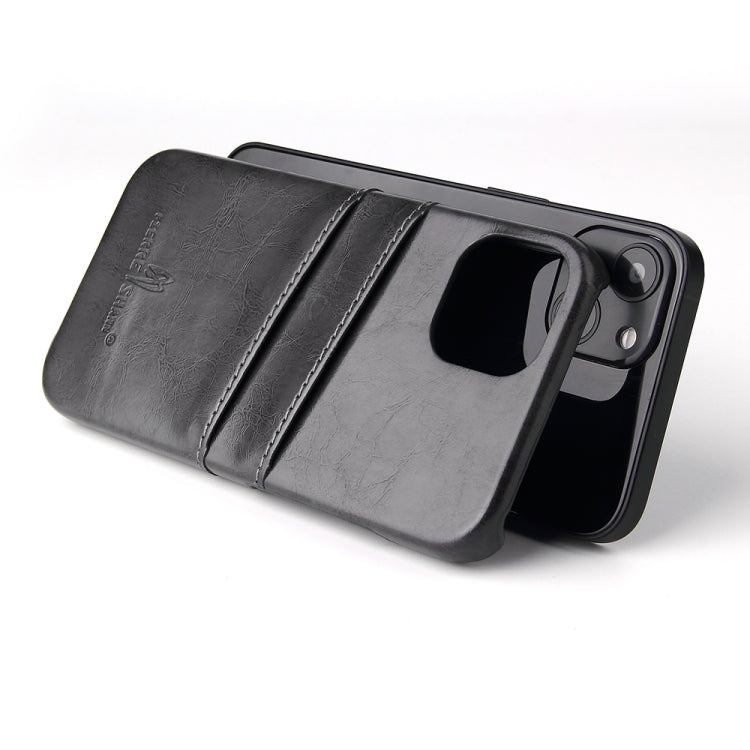 Fierre Shann Retro Oil Wax Texture PU Leather Case with Card Slots, For iPhone 13, For iPhone 13 Mini, For iPhone 13 Pro, For iPhone 13 Pro Max