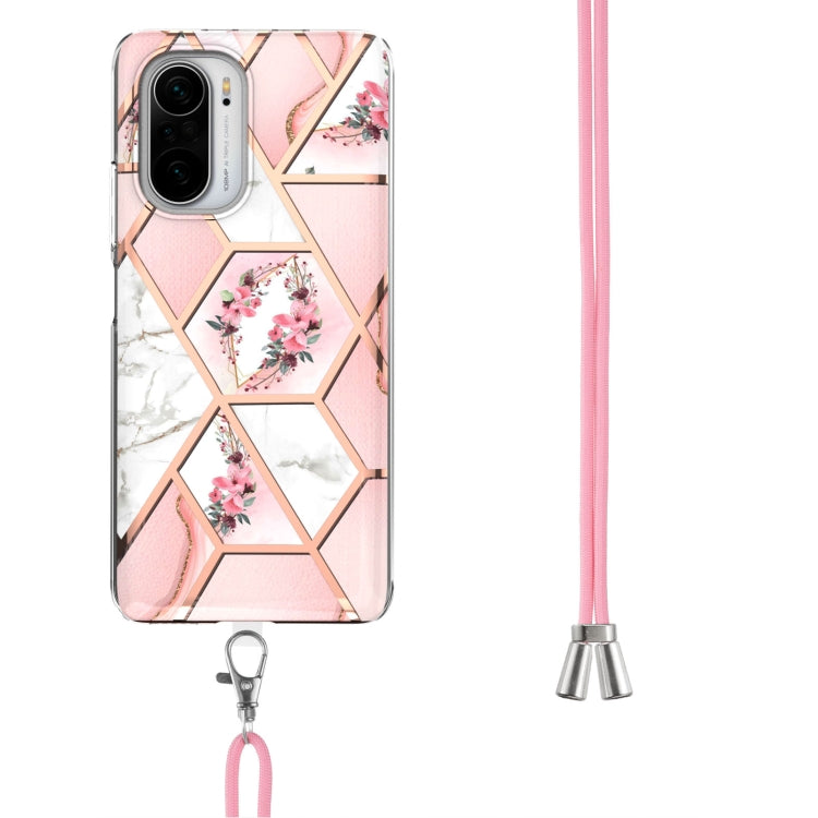 Electroplating Splicing Marble Flower Pattern TPU Shockproof Case with Lanyard, For Xiaomi Mi 11i / Poco F3, For Xiaomi Poco M3 / Redmi Note 9 4G, For Xiaomi Redmi 9A, For Xiaomi Mi 10 Lite 5G, For Xiaomi Mi 10T Lite 5G, For Xiaomi Mi 10T 5G / 10T Pro ...