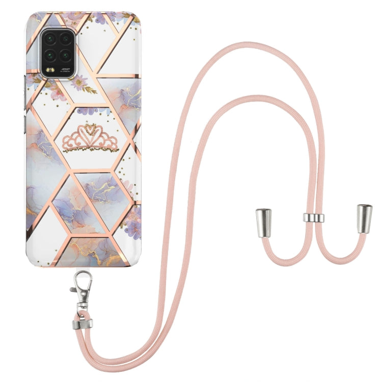Electroplating Splicing Marble Flower Pattern TPU Shockproof Case with Lanyard, For Xiaomi Mi 11i / Poco F3, For Xiaomi Poco M3 / Redmi Note 9 4G, For Xiaomi Redmi 9A, For Xiaomi Mi 10 Lite 5G, For Xiaomi Mi 10T Lite 5G, For Xiaomi Mi 10T 5G / 10T Pro ...