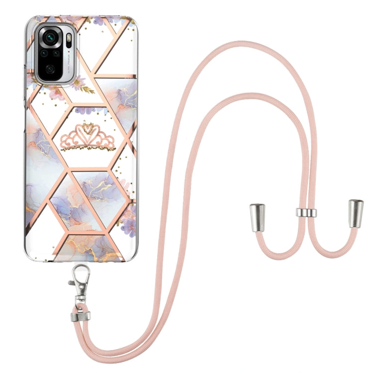 Electroplating Splicing Marble Flower Pattern TPU Shockproof Case with Lanyard, For Xiaomi Mi 11i / Poco F3, For Xiaomi Poco M3 / Redmi Note 9 4G, For Xiaomi Redmi 9A, For Xiaomi Mi 10 Lite 5G, For Xiaomi Mi 10T Lite 5G, For Xiaomi Mi 10T 5G / 10T Pro ...