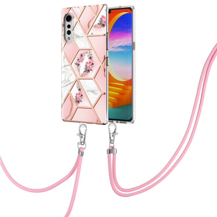 Electroplating Splicing Marble Flower Pattern TPU Shockproof Case with Lanyard, For LG Velvet 4G / Velvet 5G / G9, For Motorola Moto G Play 2021, For Motorola Moto G Power 2021, For Motorola Moto G Stylus 2021