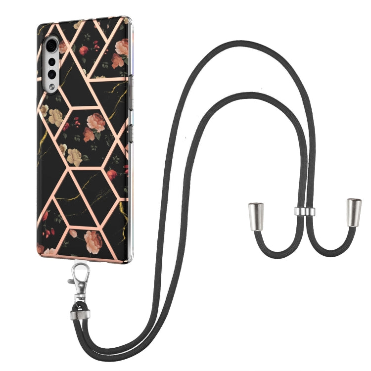 Electroplating Splicing Marble Flower Pattern TPU Shockproof Case with Lanyard, For LG Velvet 4G / Velvet 5G / G9, For Motorola Moto G Play 2021, For Motorola Moto G Power 2021, For Motorola Moto G Stylus 2021