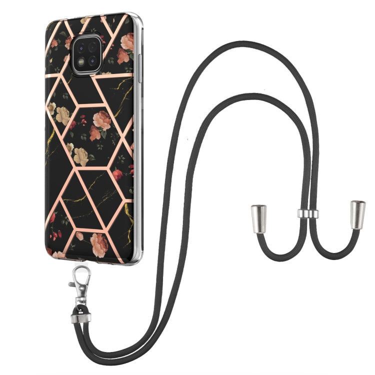 Electroplating Splicing Marble Flower Pattern TPU Shockproof Case with Lanyard, For LG Velvet 4G / Velvet 5G / G9, For Motorola Moto G Play 2021, For Motorola Moto G Power 2021, For Motorola Moto G Stylus 2021