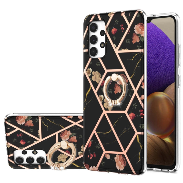 Electroplating Splicing Marble Flower Pattern TPU Shockproof Case with Rhinestone Ring Holder, For Samsung Galaxy S21  5G, For Samsung Galaxy S21+  5G, For Samsung Galaxy S21 Ultra 5G, For Samsung Galaxy S21 FE, For Samsung Galaxy S20                  ...