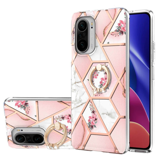 Electroplating Splicing Marble Flower Pattern TPU Shockproof Case with Rhinestone Ring Holder, For Xiaomi Mi 11i, For Xiaomi Poco M3, For Xiaomi Redmi 9A, For Xiaomi Mi 10 Lite, For Xiaomi Mi 10T Lite, For Xiaomi Mi 10T / Mi 10T Pro                    ...
