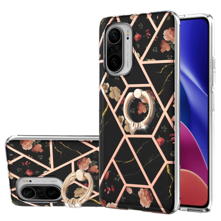 Electroplating Splicing Marble Flower Pattern TPU Shockproof Case with Rhinestone Ring Holder, For Xiaomi Mi 11i, For Xiaomi Poco M3, For Xiaomi Redmi 9A, For Xiaomi Mi 10 Lite, For Xiaomi Mi 10T Lite, For Xiaomi Mi 10T / Mi 10T Pro                    ...
