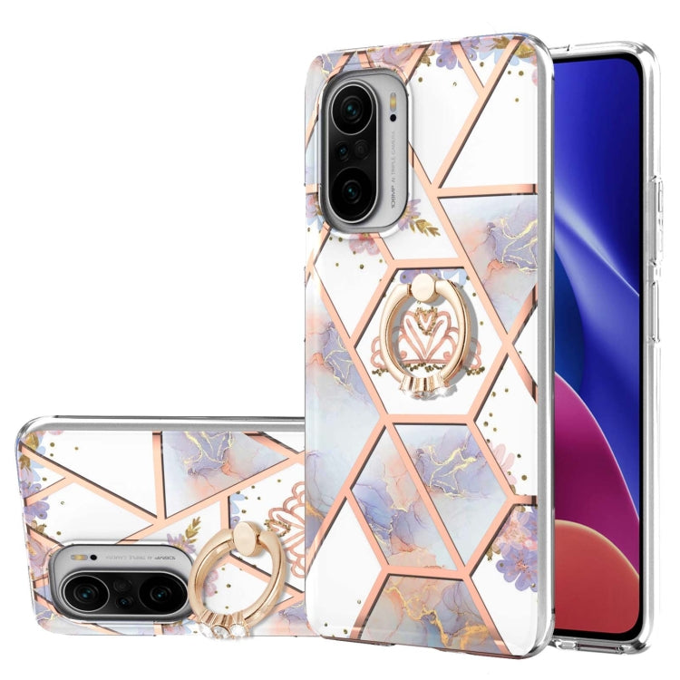 Electroplating Splicing Marble Flower Pattern TPU Shockproof Case with Rhinestone Ring Holder, For Xiaomi Mi 11i, For Xiaomi Poco M3, For Xiaomi Redmi 9A, For Xiaomi Mi 10 Lite, For Xiaomi Mi 10T Lite, For Xiaomi Mi 10T / Mi 10T Pro                    ...