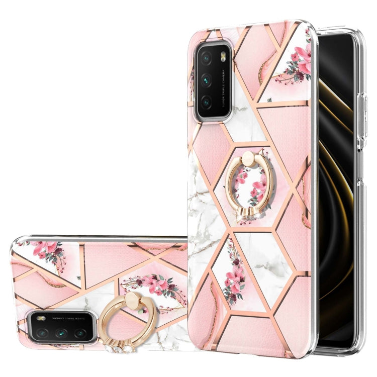 Electroplating Splicing Marble Flower Pattern TPU Shockproof Case with Rhinestone Ring Holder, For Xiaomi Mi 11i, For Xiaomi Poco M3, For Xiaomi Redmi 9A, For Xiaomi Mi 10 Lite, For Xiaomi Mi 10T Lite, For Xiaomi Mi 10T / Mi 10T Pro                    ...
