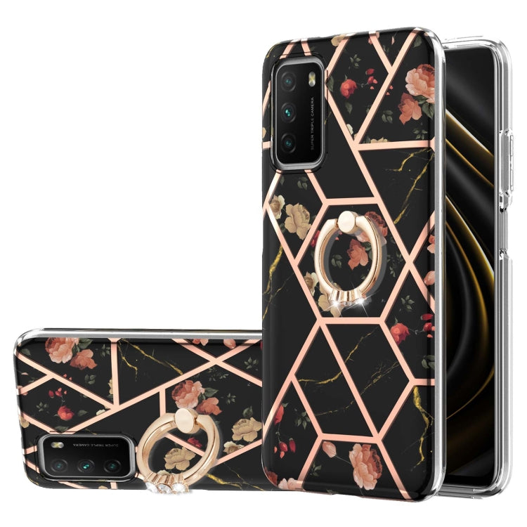 Electroplating Splicing Marble Flower Pattern TPU Shockproof Case with Rhinestone Ring Holder, For Xiaomi Mi 11i, For Xiaomi Poco M3, For Xiaomi Redmi 9A, For Xiaomi Mi 10 Lite, For Xiaomi Mi 10T Lite, For Xiaomi Mi 10T / Mi 10T Pro                    ...