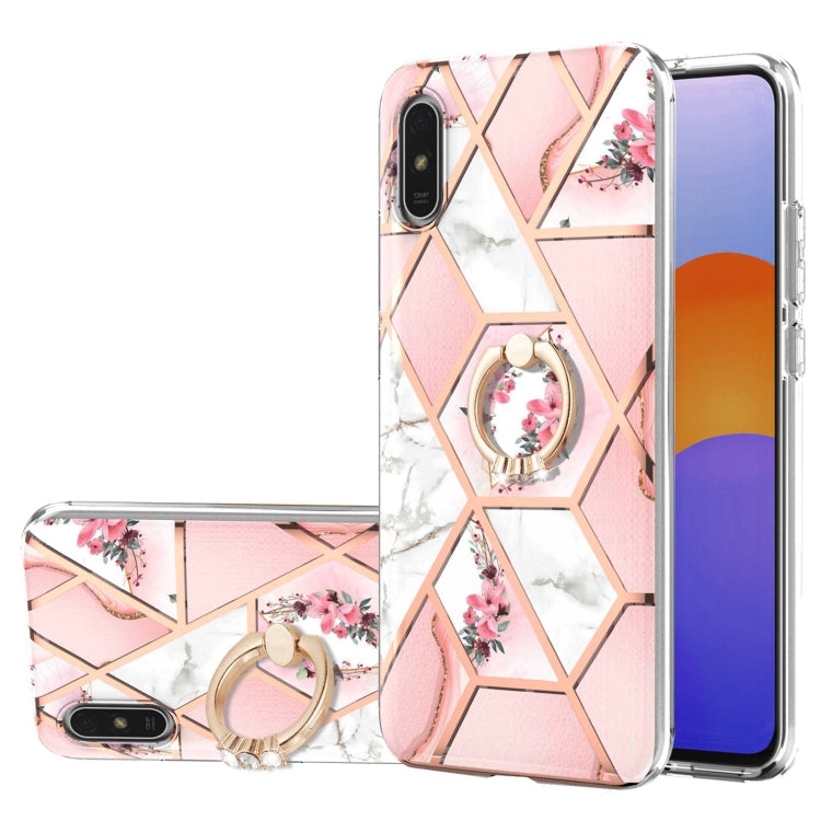 Electroplating Splicing Marble Flower Pattern TPU Shockproof Case with Rhinestone Ring Holder, For Xiaomi Mi 11i, For Xiaomi Poco M3, For Xiaomi Redmi 9A, For Xiaomi Mi 10 Lite, For Xiaomi Mi 10T Lite, For Xiaomi Mi 10T / Mi 10T Pro                    ...