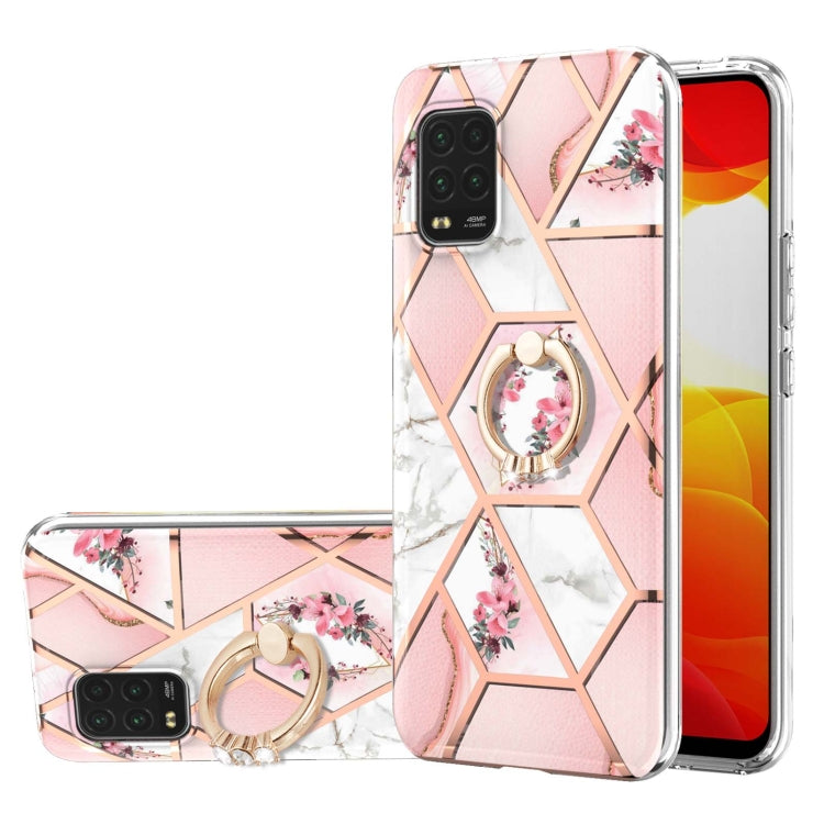 Electroplating Splicing Marble Flower Pattern TPU Shockproof Case with Rhinestone Ring Holder, For Xiaomi Mi 11i, For Xiaomi Poco M3, For Xiaomi Redmi 9A, For Xiaomi Mi 10 Lite, For Xiaomi Mi 10T Lite, For Xiaomi Mi 10T / Mi 10T Pro                    ...
