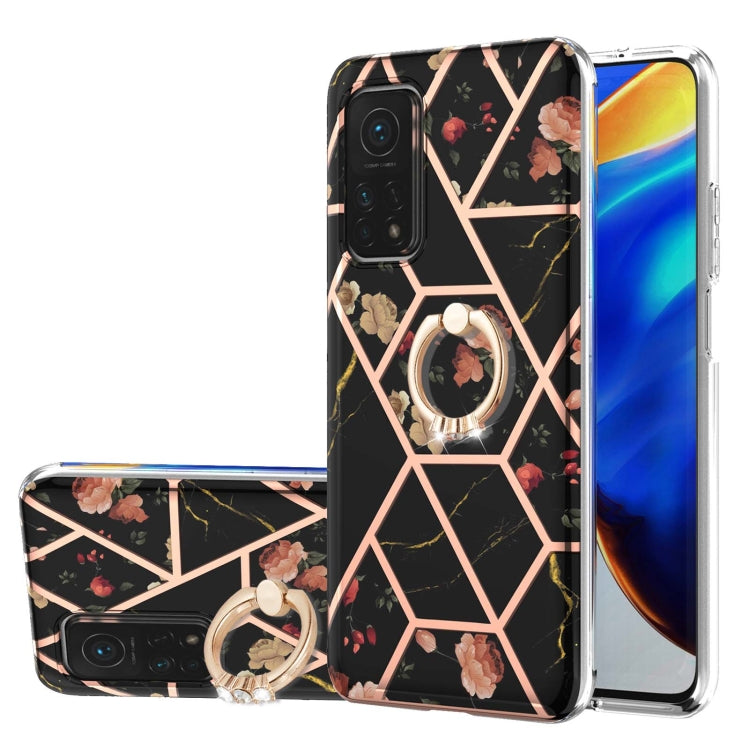 Electroplating Splicing Marble Flower Pattern TPU Shockproof Case with Rhinestone Ring Holder, For Xiaomi Mi 11i, For Xiaomi Poco M3, For Xiaomi Redmi 9A, For Xiaomi Mi 10 Lite, For Xiaomi Mi 10T Lite, For Xiaomi Mi 10T / Mi 10T Pro                    ...