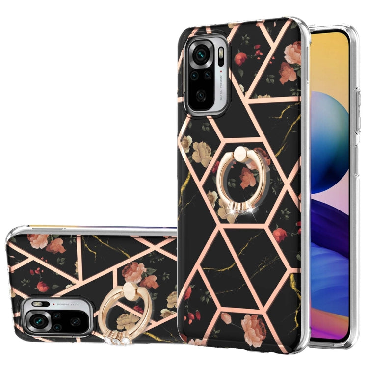 Electroplating Splicing Marble Flower Pattern TPU Shockproof Case with Rhinestone Ring Holder, For Xiaomi Mi 11i, For Xiaomi Poco M3, For Xiaomi Redmi 9A, For Xiaomi Mi 10 Lite, For Xiaomi Mi 10T Lite, For Xiaomi Mi 10T / Mi 10T Pro                    ...