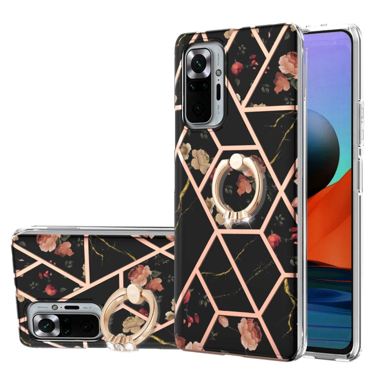 Electroplating Splicing Marble Flower Pattern TPU Shockproof Case with Rhinestone Ring Holder, For Xiaomi Mi 11i, For Xiaomi Poco M3, For Xiaomi Redmi 9A, For Xiaomi Mi 10 Lite, For Xiaomi Mi 10T Lite, For Xiaomi Mi 10T / Mi 10T Pro                    ...