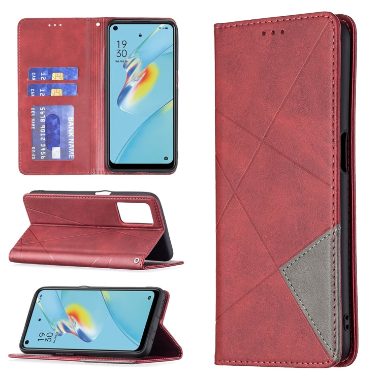 Rhombus Texture Horizontal Flip Magnetic Leather Case with Holder & Card Slots, For OPPO A7, For OPPO A15, For OPPO A54 4G / A55 5G, For OPPO A74 4G / F19 4G, For OPPO A74 5G / A93 5G / A54 5G, For OPPO A94 4G / Reno 5F / F19 Pro                       ...