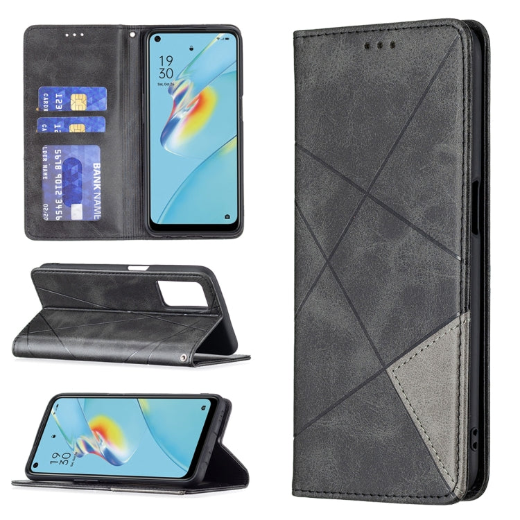 Rhombus Texture Horizontal Flip Magnetic Leather Case with Holder & Card Slots, For OPPO A7, For OPPO A15, For OPPO A54 4G / A55 5G, For OPPO A74 4G / F19 4G, For OPPO A74 5G / A93 5G / A54 5G, For OPPO A94 4G / Reno 5F / F19 Pro                       ...