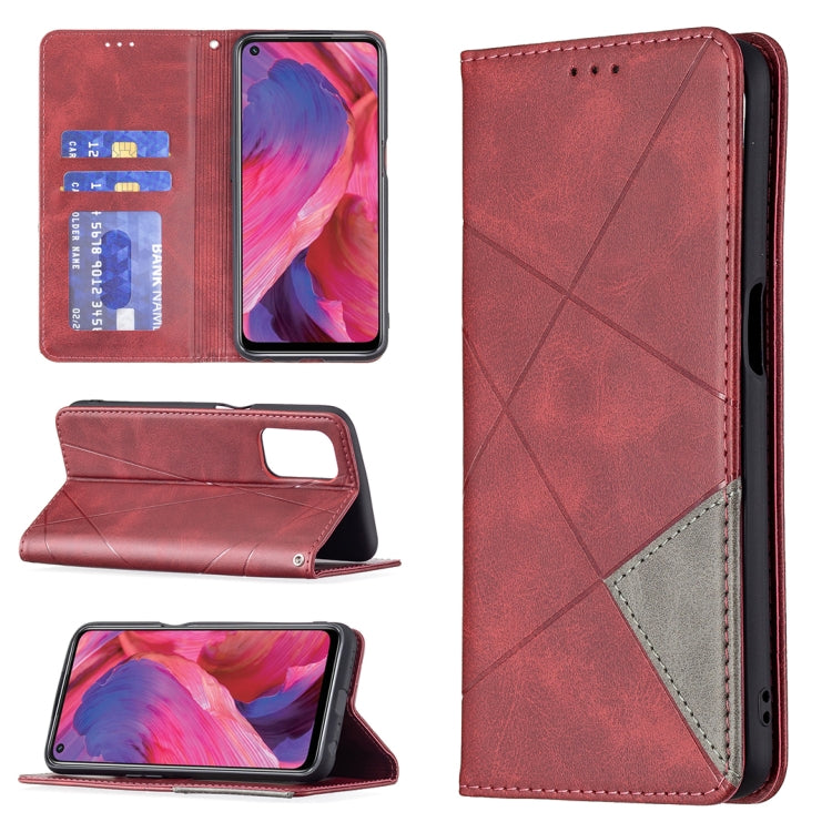 Rhombus Texture Horizontal Flip Magnetic Leather Case with Holder & Card Slots, For OPPO A7, For OPPO A15, For OPPO A54 4G / A55 5G, For OPPO A74 4G / F19 4G, For OPPO A74 5G / A93 5G / A54 5G, For OPPO A94 4G / Reno 5F / F19 Pro                       ...