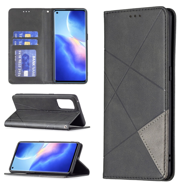 Rhombus Texture Horizontal Flip Magnetic Leather Case with Holder & Card Slots, For OPPO A7, For OPPO A15, For OPPO A54 4G / A55 5G, For OPPO A74 4G / F19 4G, For OPPO A74 5G / A93 5G / A54 5G, For OPPO A94 4G / Reno 5F / F19 Pro                       ...
