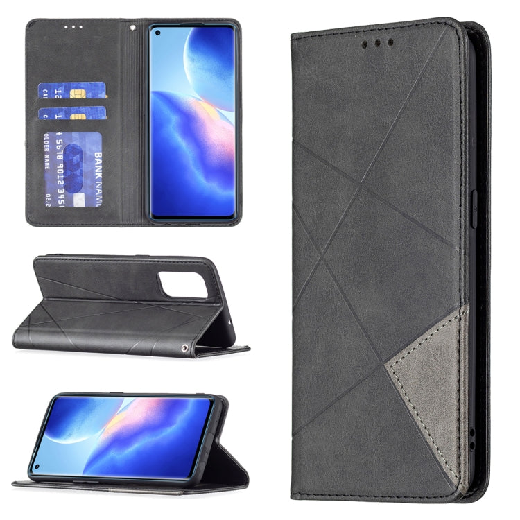 Rhombus Texture Horizontal Flip Magnetic Leather Case with Holder & Card Slots, For OPPO A7, For OPPO A15, For OPPO A54 4G / A55 5G, For OPPO A74 4G / F19 4G, For OPPO A74 5G / A93 5G / A54 5G, For OPPO A94 4G / Reno 5F / F19 Pro                       ...