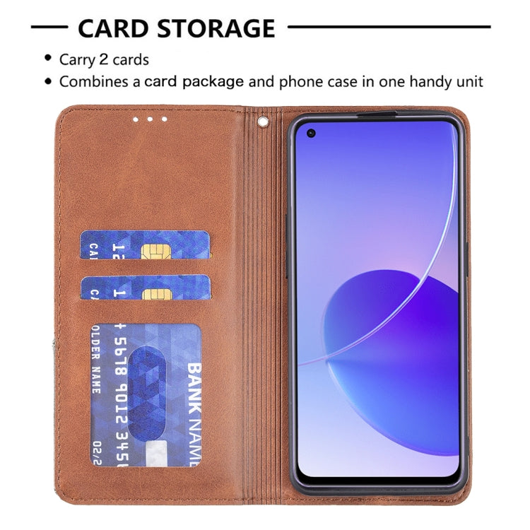 Rhombus Texture Horizontal Flip Magnetic Leather Case with Holder & Card Slots, For OPPO Reno6, For OPPO Realme 8 / 8 Pro, For OPPO Realme C15 / C12 / C25, For OPPO Realme C21 / C20, For OPPO Realme 8 5G / V13