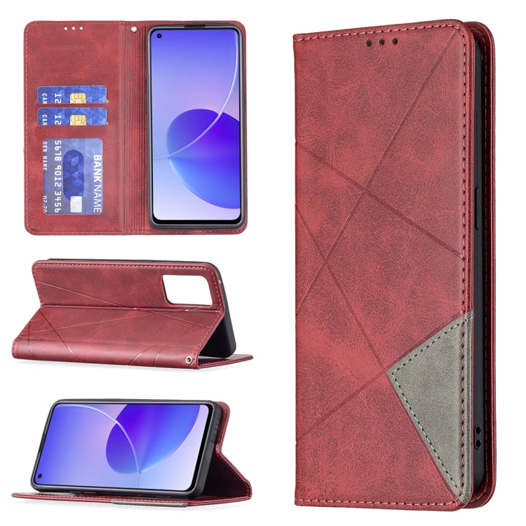 Rhombus Texture Horizontal Flip Magnetic Leather Case with Holder & Card Slots, For OPPO Reno6, For OPPO Realme 8 / 8 Pro, For OPPO Realme C15 / C12 / C25, For OPPO Realme C21 / C20, For OPPO Realme 8 5G / V13