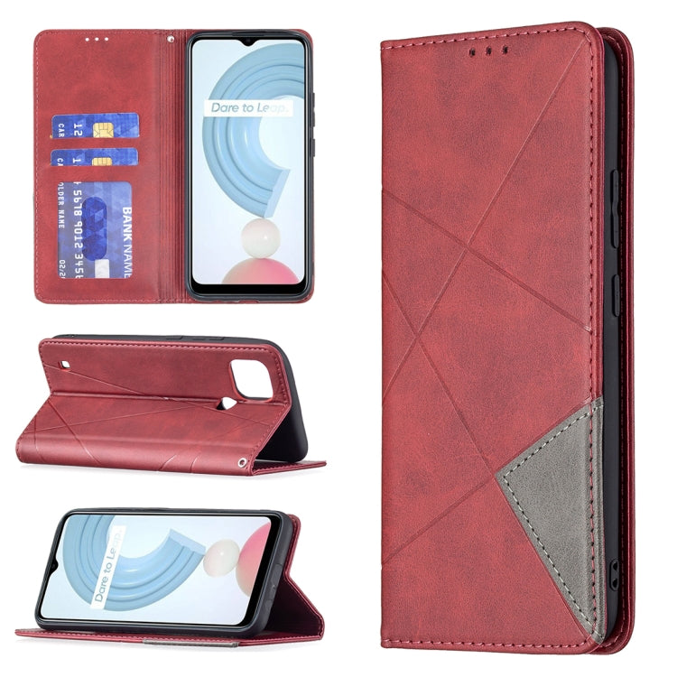 Rhombus Texture Horizontal Flip Magnetic Leather Case with Holder & Card Slots, For OPPO Reno6, For OPPO Realme 8 / 8 Pro, For OPPO Realme C15 / C12 / C25, For OPPO Realme C21 / C20, For OPPO Realme 8 5G / V13