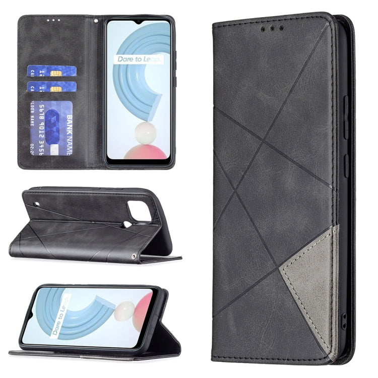 Rhombus Texture Horizontal Flip Magnetic Leather Case with Holder & Card Slots, For OPPO Reno6, For OPPO Realme 8 / 8 Pro, For OPPO Realme C15 / C12 / C25, For OPPO Realme C21 / C20, For OPPO Realme 8 5G / V13