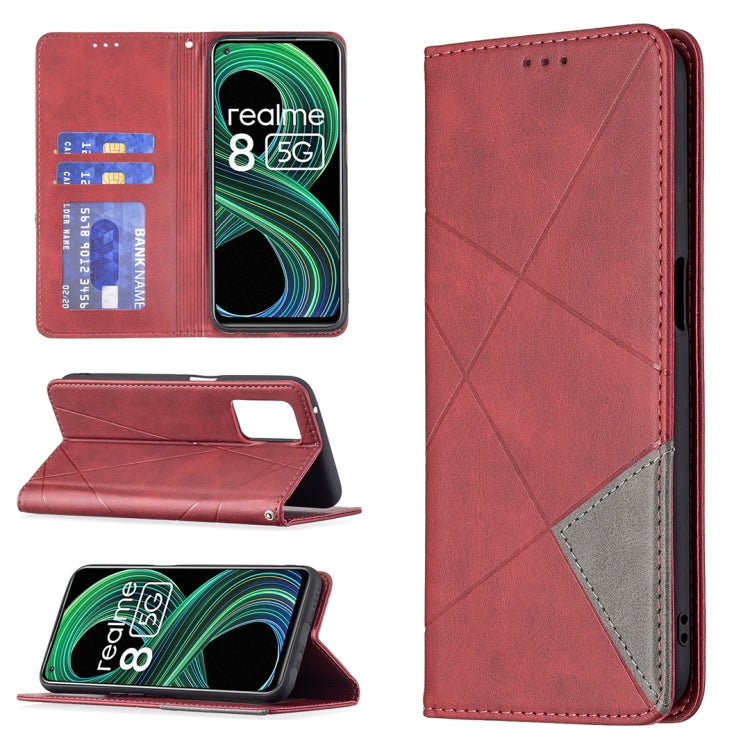 Rhombus Texture Horizontal Flip Magnetic Leather Case with Holder & Card Slots, For OPPO Reno6, For OPPO Realme 8 / 8 Pro, For OPPO Realme C15 / C12 / C25, For OPPO Realme C21 / C20, For OPPO Realme 8 5G / V13