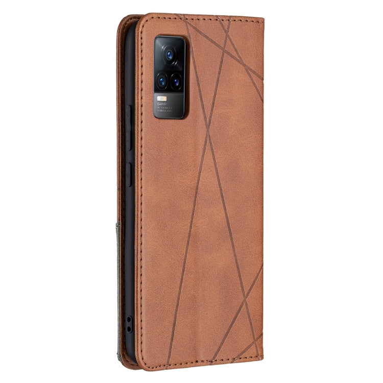 Rhombus Texture Horizontal Flip Magnetic Leather Case with Holder & Card Slots, For vivo V21e 4G, For vivo V21e 5G, For vivo V21, For vivo Y11/Y15/Y12/Y17, For vivo Y20, For vivo Y51 2020 / Y51a / Y51s