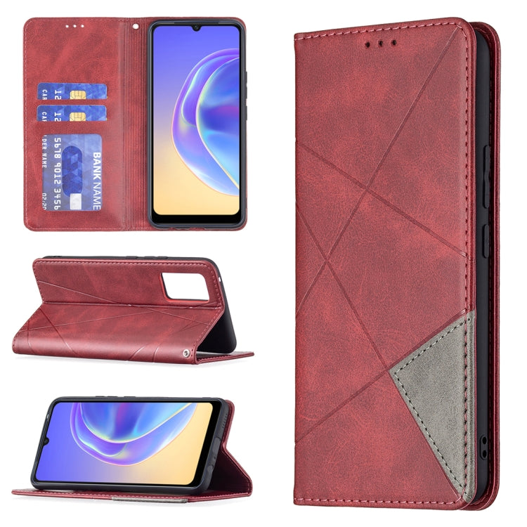 Rhombus Texture Horizontal Flip Magnetic Leather Case with Holder & Card Slots, For vivo V21e 4G, For vivo V21e 5G, For vivo V21, For vivo Y11/Y15/Y12/Y17, For vivo Y20, For vivo Y51 2020 / Y51a / Y51s
