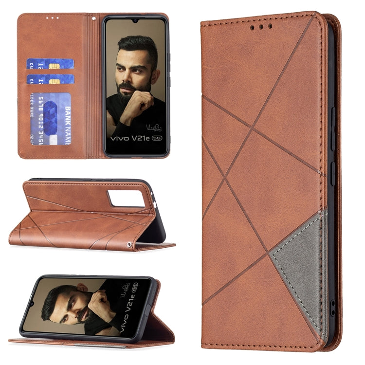 Rhombus Texture Horizontal Flip Magnetic Leather Case with Holder & Card Slots, For vivo V21e 4G, For vivo V21e 5G, For vivo V21, For vivo Y11/Y15/Y12/Y17, For vivo Y20, For vivo Y51 2020 / Y51a / Y51s