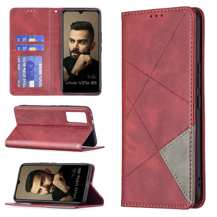 Rhombus Texture Horizontal Flip Magnetic Leather Case with Holder & Card Slots, For vivo V21e 4G, For vivo V21e 5G, For vivo V21, For vivo Y11/Y15/Y12/Y17, For vivo Y20, For vivo Y51 2020 / Y51a / Y51s