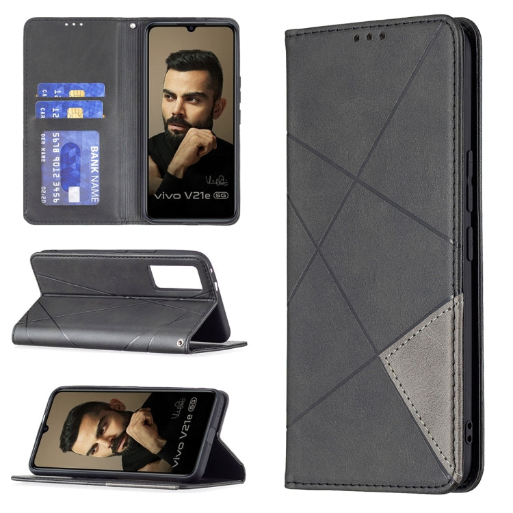 Rhombus Texture Horizontal Flip Magnetic Leather Case with Holder & Card Slots, For vivo V21e 4G, For vivo V21e 5G, For vivo V21, For vivo Y11/Y15/Y12/Y17, For vivo Y20, For vivo Y51 2020 / Y51a / Y51s