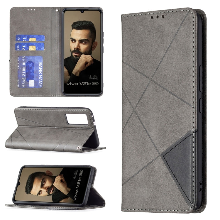 Rhombus Texture Horizontal Flip Magnetic Leather Case with Holder & Card Slots, For vivo V21e 4G, For vivo V21e 5G, For vivo V21, For vivo Y11/Y15/Y12/Y17, For vivo Y20, For vivo Y51 2020 / Y51a / Y51s