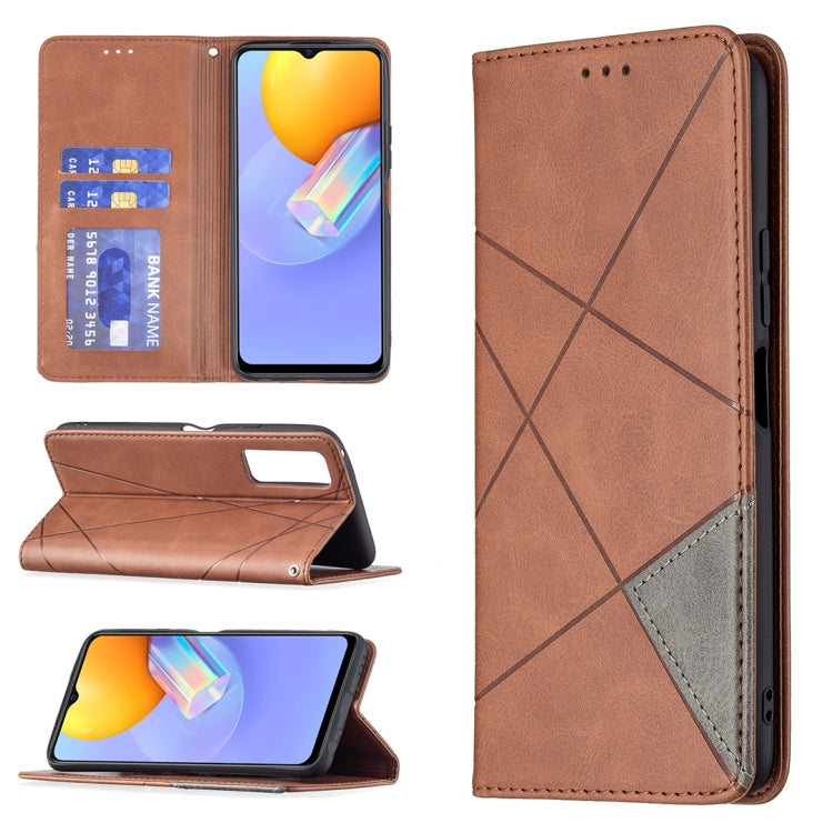 Rhombus Texture Horizontal Flip Magnetic Leather Case with Holder & Card Slots, For vivo V21e 4G, For vivo V21e 5G, For vivo V21, For vivo Y11/Y15/Y12/Y17, For vivo Y20, For vivo Y51 2020 / Y51a / Y51s
