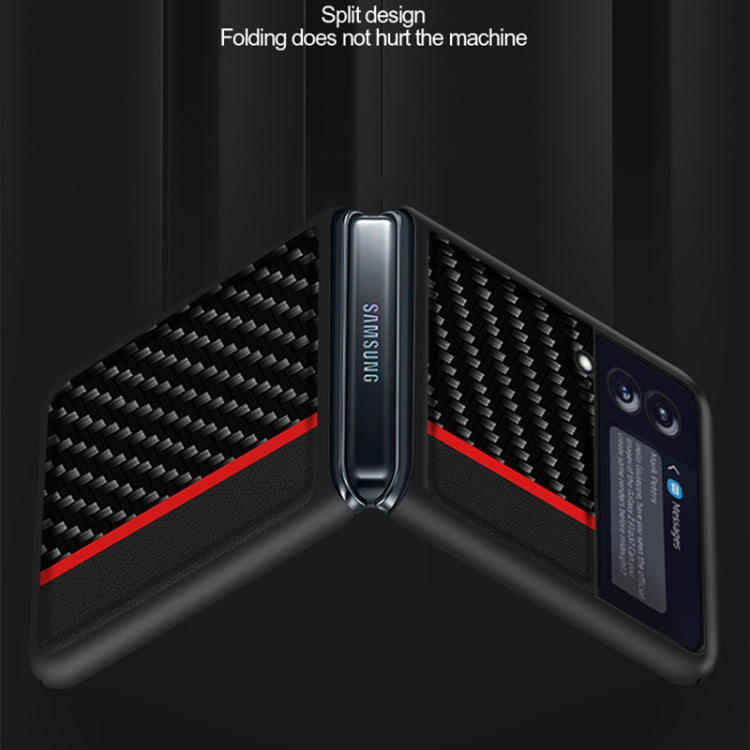 Carbon Fiber Texture Shockproof Splicing Leather Case, For Samsung Galaxy Z Flip3 5G