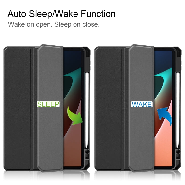 Custer Texture Horizontal Flip Leather Case with Three-folding Holder & Sleep / Wake-up Function, For Xiaomi Pad 5 / 5 Pro