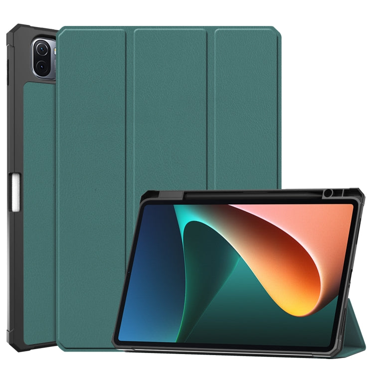 Custer Texture Horizontal Flip Leather Case with Three-folding Holder & Sleep / Wake-up Function, For Xiaomi Pad 5 / 5 Pro