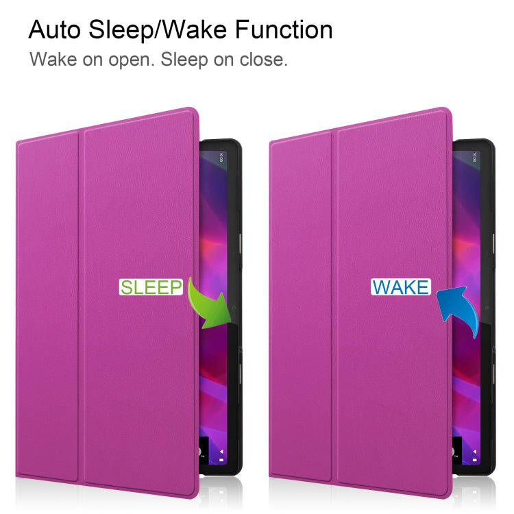 Custer Texture Horizontal Flip PU Leather Case with Holder & Sleep / Wake-up Function, For Lenovo Yoga Tab 11 / YT-J706X