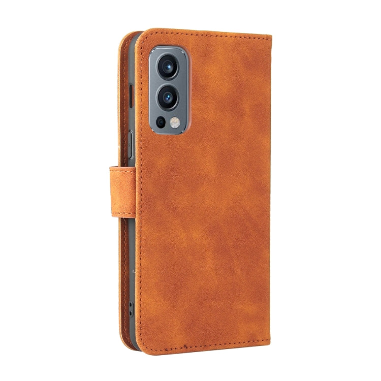 Solid Color Skin Feel Magnetic Buckle Horizontal Flip Calf Texture PU Leather Case with Holder & Card Slots & Wallet, For OnePlus Nord 2 5G