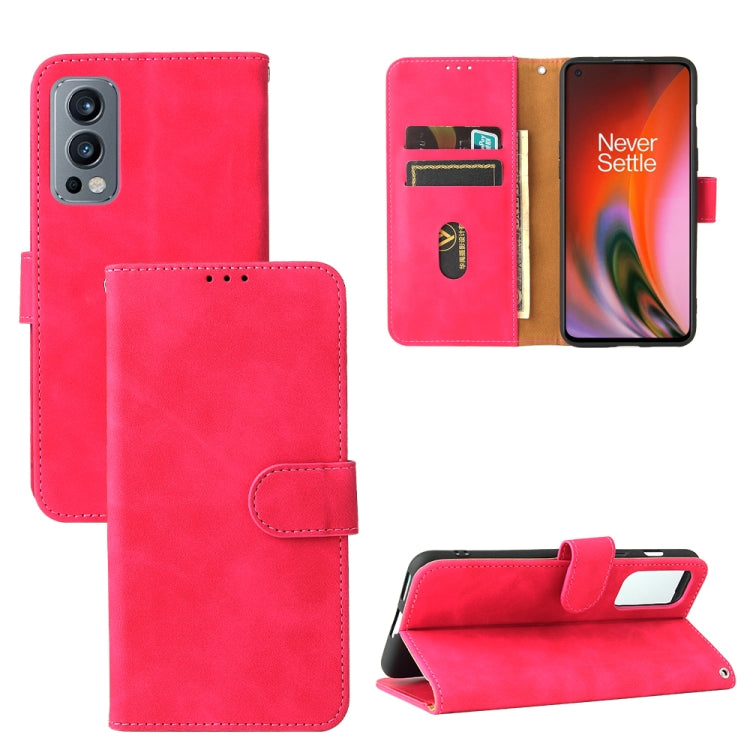 Solid Color Skin Feel Magnetic Buckle Horizontal Flip Calf Texture PU Leather Case with Holder & Card Slots & Wallet, For OnePlus Nord 2 5G