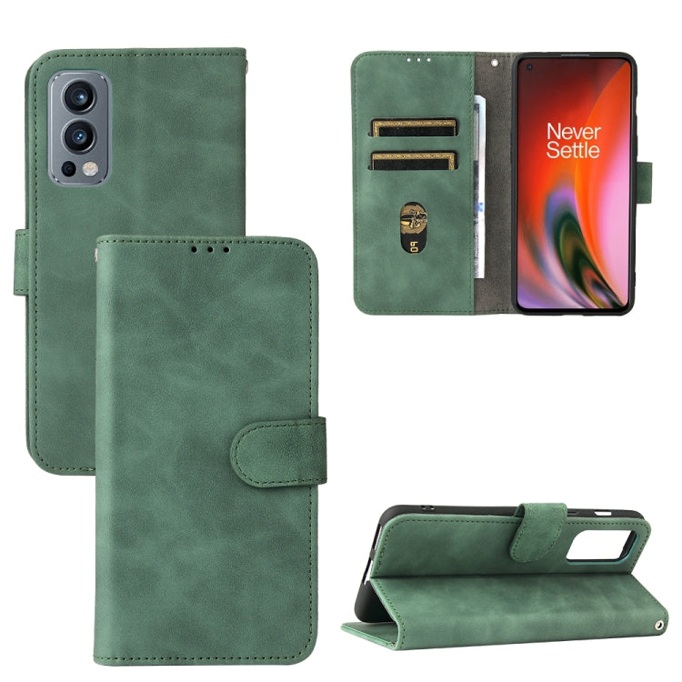 Solid Color Skin Feel Magnetic Buckle Horizontal Flip Calf Texture PU Leather Case with Holder & Card Slots & Wallet, For OnePlus Nord 2 5G