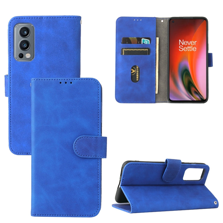 Solid Color Skin Feel Magnetic Buckle Horizontal Flip Calf Texture PU Leather Case with Holder & Card Slots & Wallet, For OnePlus Nord 2 5G