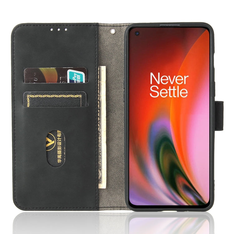 Solid Color Skin Feel Magnetic Buckle Horizontal Flip Calf Texture PU Leather Case with Holder & Card Slots & Wallet, For OnePlus Nord 2 5G