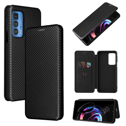 Carbon Fiber Texture Magnetic Horizontal Flip TPU + PC + PU Leather Case with Card Slot, For Motorola Edge 20 Pro