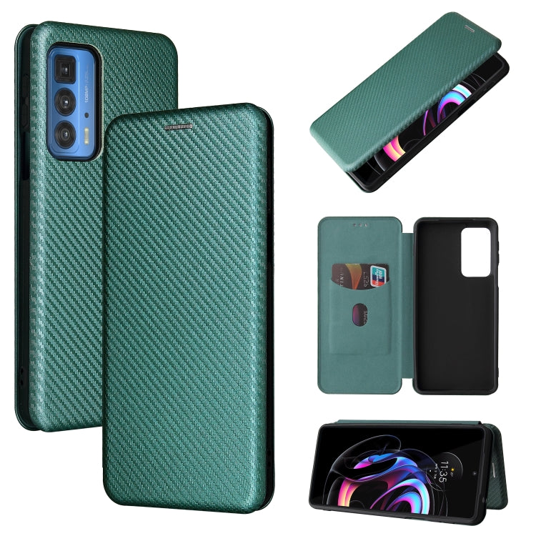 Carbon Fiber Texture Magnetic Horizontal Flip TPU + PC + PU Leather Case with Card Slot, For Motorola Edge 20 Pro