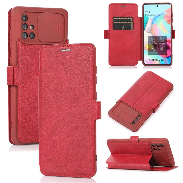 Push Window Double Buckle PU + Silicone Horizontal Flip Leather Case with Holder & Card Slot, For Samsung Galaxy A21s, For Samsung Galaxy A52 5G / 4G, For Samsung Galaxy A71, For Samsung Galaxy Note20, For Samsung Galaxy Note20 Ultra